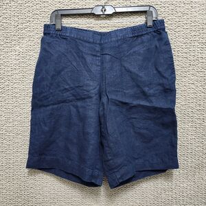 LOVE LINEN Women’s Navy Blue Elastic Waist Linen Short Pants Size S